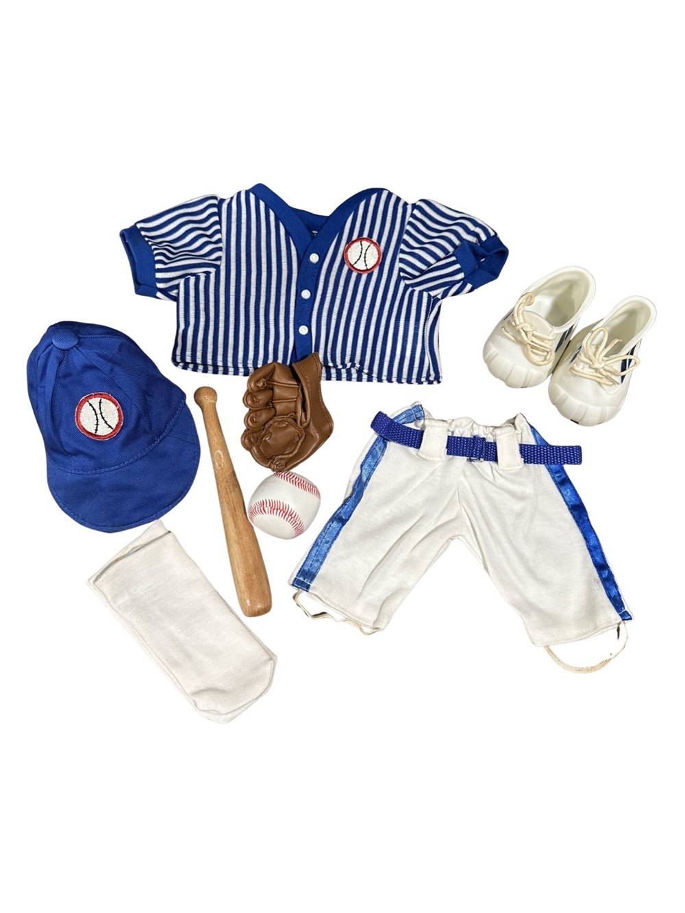 Vintage 1991 Plush Bear Doll Outfit Baseball Costume Jersey #22 Cleats Bat Glove